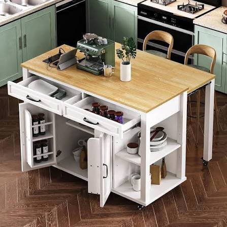 Mera Kitchen Island with 10 Storage Features