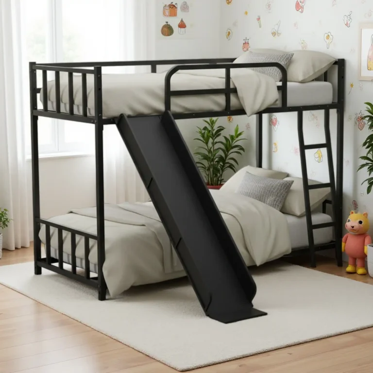 Twin Over Twin Bunk Bed with Ladder and Guardrails