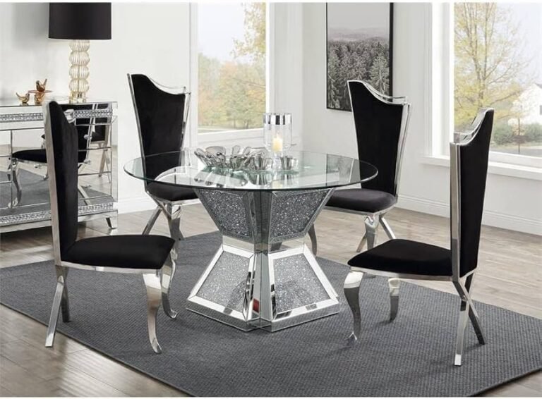 Noralie Dining Table – Mirror & Crystal Elegance